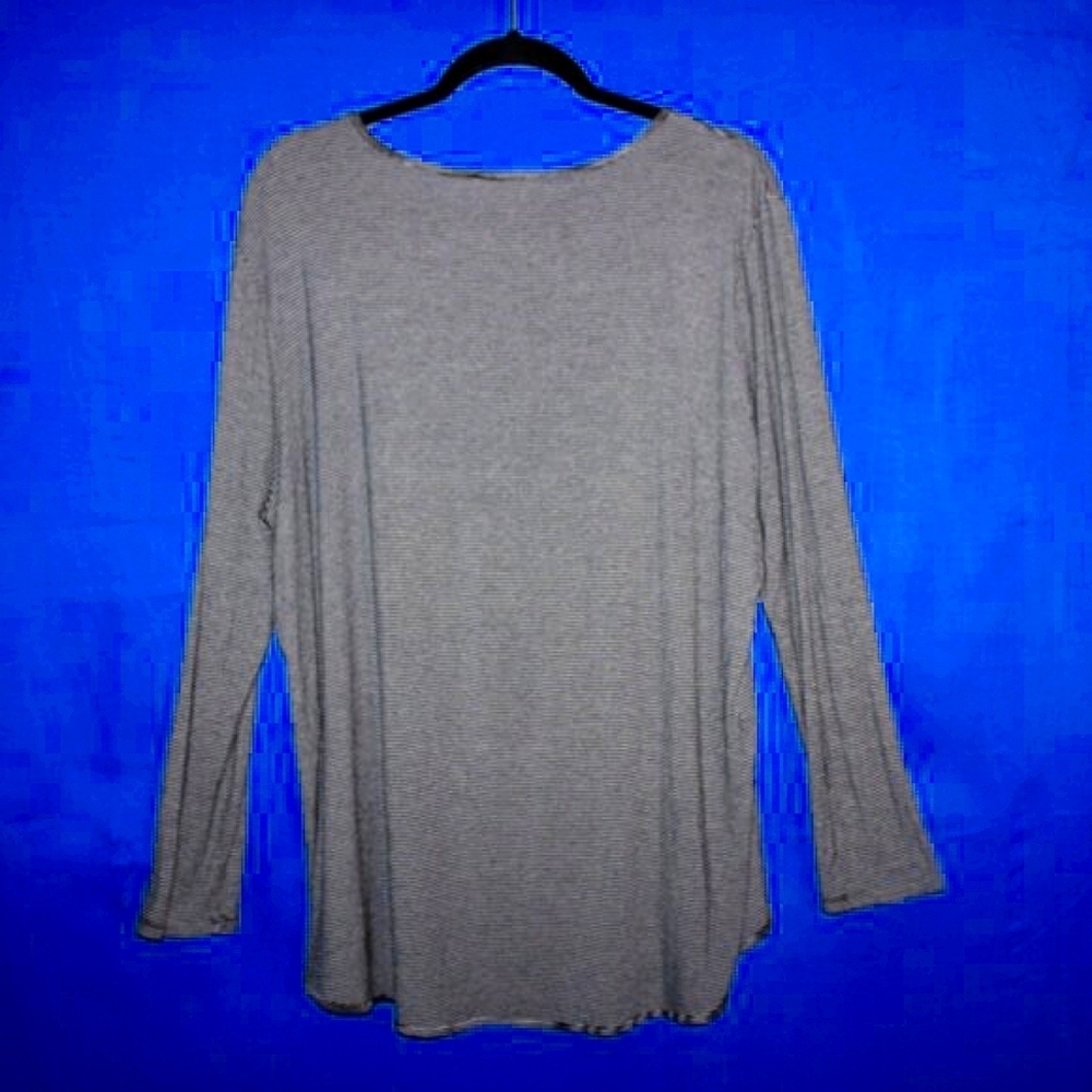LOFT Outlet Striped Long Sleeve Shirt - Women's Size XL - Black & White Tunic - Picture 4 of 5